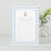 Invitation Jeu de devinette de prénom pour bébé avec un ours (Debout devant)