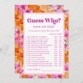 Invitation Jeu de devinette Fête de bébé rose et floral (Devant / Derrière)