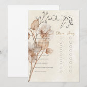 Invitation Jeu de devinette floral marron pour mariage (Devant / Derrière)