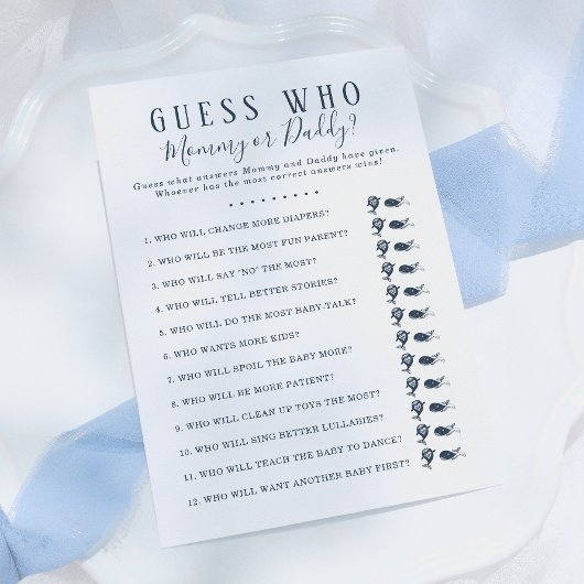 Invitation Jeu de devinette pour Baby Shower | Baleine Naútic