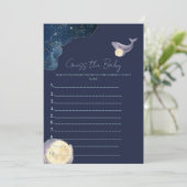 Invitation Jeu de devinette pour Baby Shower Céleste Moon | W (Debout devant)
