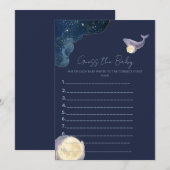 Invitation Jeu de devinette pour Baby Shower Céleste Moon | W (Devant / Derrière)