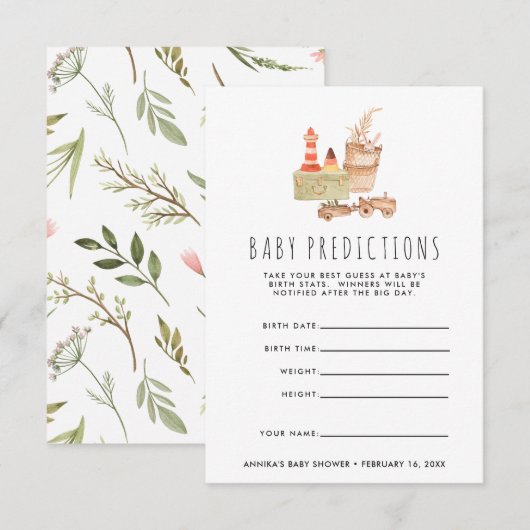 Invitation Jeu de devinette pour bébé boho neutre (Devant / Derrière)