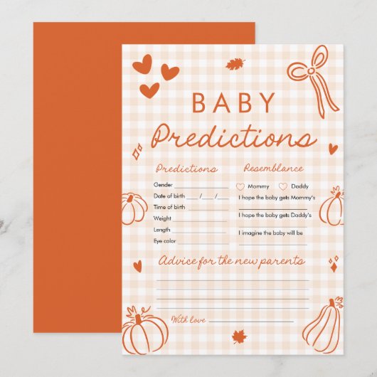 Invitation Jeu de devinette pour bébé citrouille d'automne Ba (Devant / Derrière)