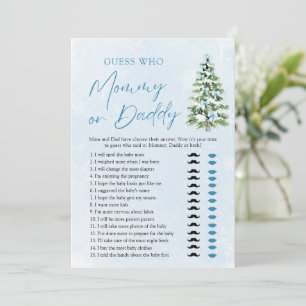 Invitation Jeu de devinette pour bébé shower avec un sapin de