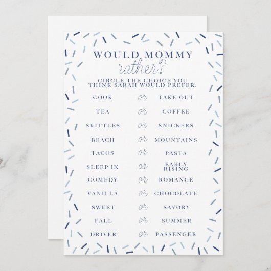 Invitation Jeu de douche à jet de bébé (Devant / Derrière)