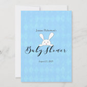 Invitation Jeu de douche de lapin blanc Bunny Blue Over Under (Dos)