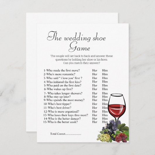 Invitation Jeu de douche de mariée, le jeu de chaussure de ma (Devant / Derrière)