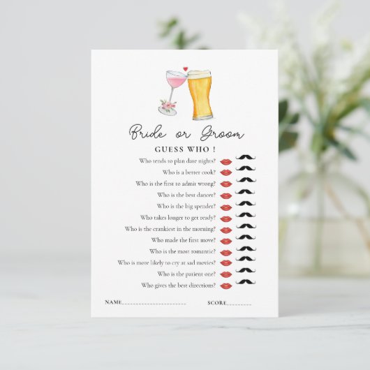 Invitation Jeu de douche 'Devinez qui' Bulles & Brew (Debout devant)