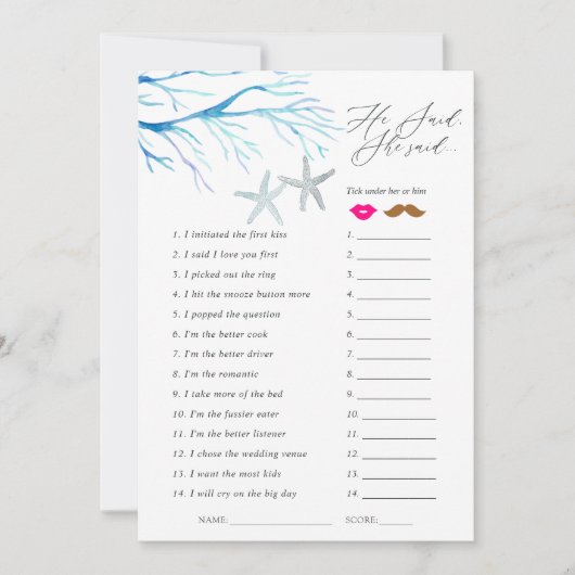 Invitation Jeu de douche nautique aux algues (Devant)