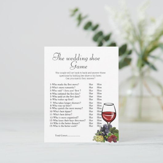 Invitation Jeu de douche nuptiale, le jeu de la chaussure de  (Debout devant)