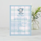 Invitation Jeu de douche «Plus ou Moins» avec un ours gris mi (Debout devant)