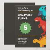 Invitation Jeu de fête d'anniversaire de Dinosaur (Devant / Derrière)