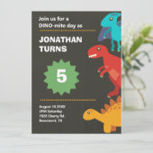 Invitation Jeu de fête d'anniversaire de Dinosaur (Debout devant)
