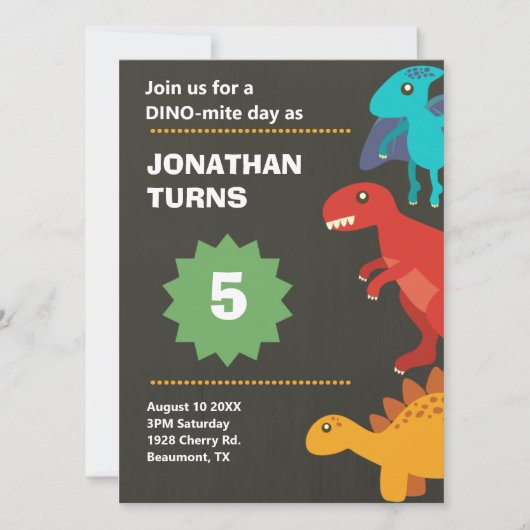 Invitation Jeu de fête d'anniversaire de Dinosaur (Devant)