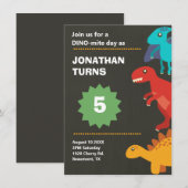 Invitation Jeu de fête d'anniversaire de Dinosaur (Devant / Derrière)