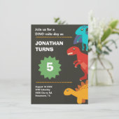 Invitation Jeu de fête d'anniversaire de Dinosaur (Debout devant)