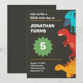Invitation Jeu de fête d'anniversaire de Dinosaur (Devant / Derrière)
