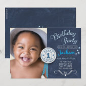 Invitation Jeu de fête d'anniversaire moderne Black Chalkboar (Devant / Derrière)