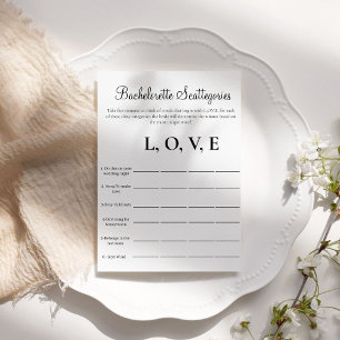 Invitation Jeu de fête de Bachelorette Scattegories