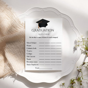 Invitation Jeu de fête de fin d'études pense vite simple scri
