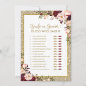 Invitation Jeu de Fête de la mariée de parties scintillantes (Devant)