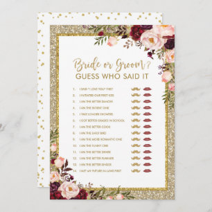 Invitation Jeu de Fête de la mariée de parties scintillantes