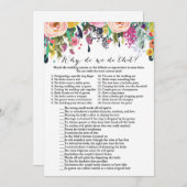 Invitation Jeu de Fête de l'mariée de jardin avec réponse en  (Devant / Derrière)