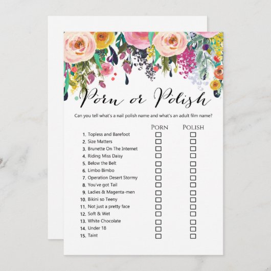 Invitation Jeu de Fête de l'mariée de jardin avec réponse en (Devant / Derrière)