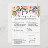 Invitation Jeu de Fête de l'mariée de Jeu 2x 5x7 (Dos)