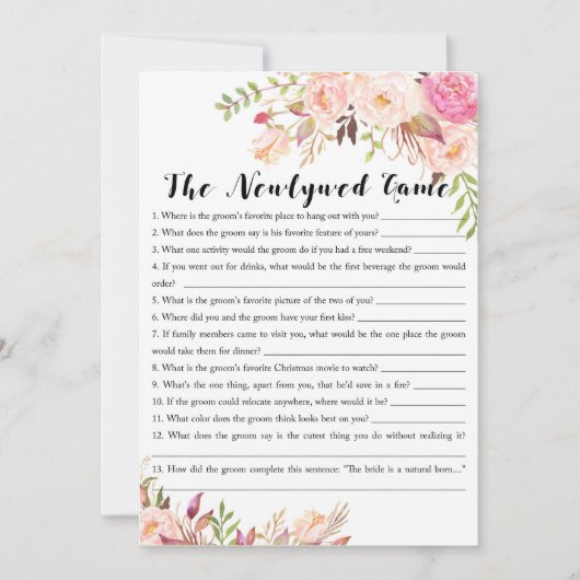 Invitation Jeu de Fête de l'mariée - Jeu de Wed (Devant)