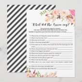 Invitation Jeu de Fête de l'mariée - Qu'est-ce que la salle a (Devant / Derrière)