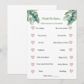 Invitation Jeu de Fête de Mariage : Préfèrerait-Elle (Devant / Derrière)