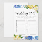 Invitation Jeu de Fête des mariées A-Z Mariage en carreaux bl (Devant / Derrière)