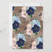 Invitation Jeu de Fête des mariées BINGO Floral Navy & Blush (Dos)