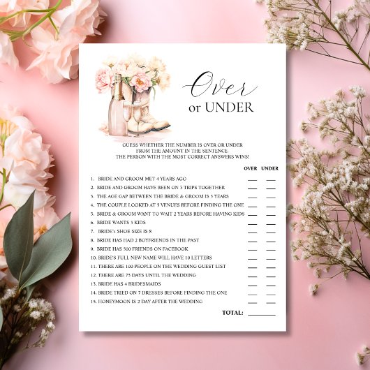 Invitation JEU de Fête des mariées Bubly sur ou sous Boots