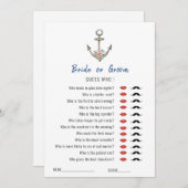 Invitation Jeu de Fête des mariées d'Ancres nautiques "Devine (Devant / Derrière)