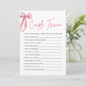 Invitation Jeu de Fête des mariées Trivia Push Pink Bow Coupl (Debout devant)