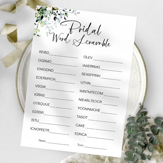 Invitation Jeu de Fête des mariées Word Scramble