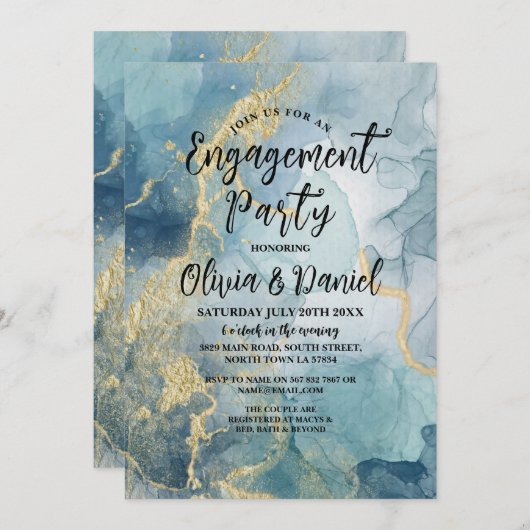 Invitation Jeu de fiançailles Crystals Couples Douche (Devant / Derrière)