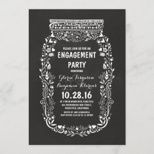 Invitation Jeu de fiançailles rustique en bocal de Chalkboard
