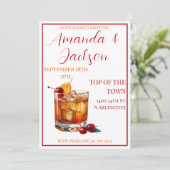 Invitation Jeu de fiançailles Vieux Cocktail Script (Debout devant)