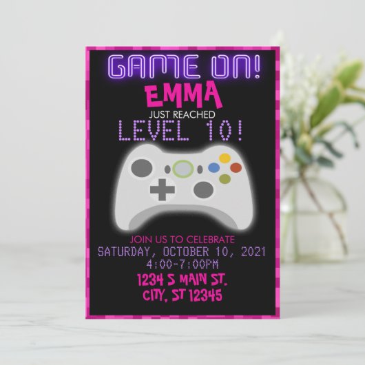 Invitation Jeu de filles Anniversaire (Debout devant)