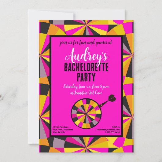 Invitation Jeu de fléchettes Bachelorette Thème Party (Devant)