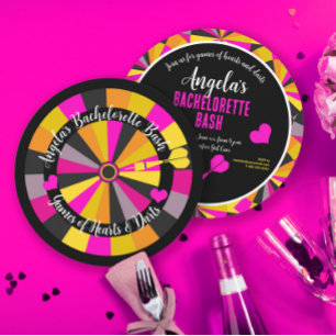 Invitation Jeu de fléchettes et de coeurs Bachelorette Party