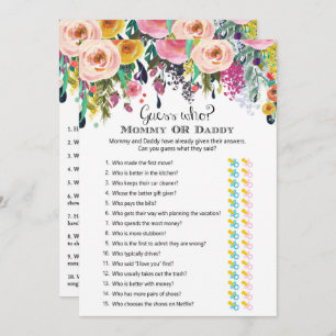 Invitation Jeu de fleurs 2x Jeu Baby shower 5x7" Taille