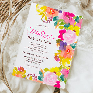 Invitation Jeu de fleurs audacieuses moderne brunch de la mèr
