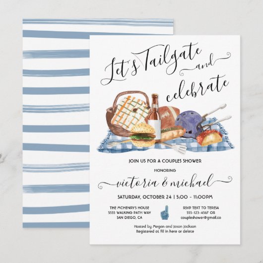 Invitation Jeu de football sur hayon BBQ Bière Shower de coup (Devant / Derrière)