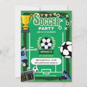 Invitation Jeu de football terrain de football fête d'anniver (Devant)