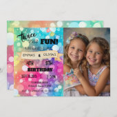 Invitation Jeu de frères et soeurs jumelé Anniversaire Photo  (Devant / Derrière)